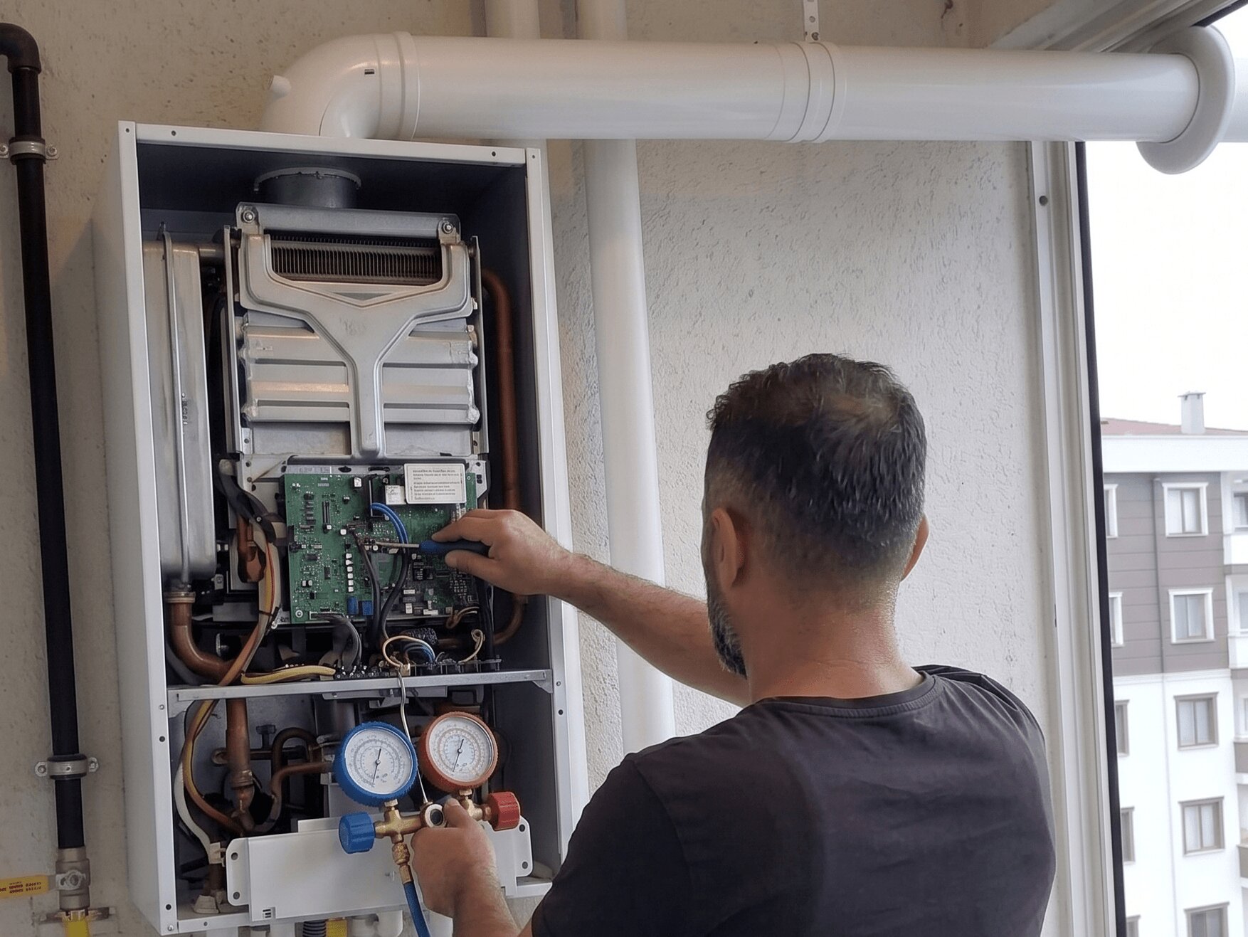 Adana kombi tamiri sırasında elektronik kart kontrolü